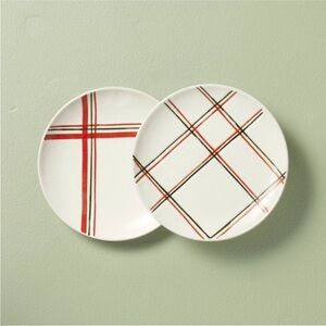 New! Hearth and Hand Plaid Patterned Appetizer Plates - Set of 2